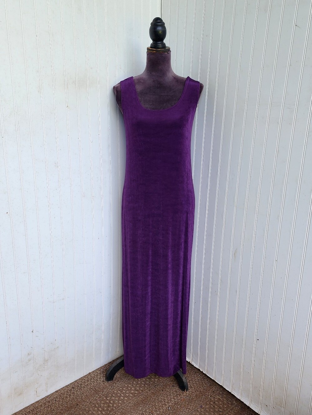 Patchington Classic Sleeveless Maxi Dress Deep Purple Slinky Acetate Travel S